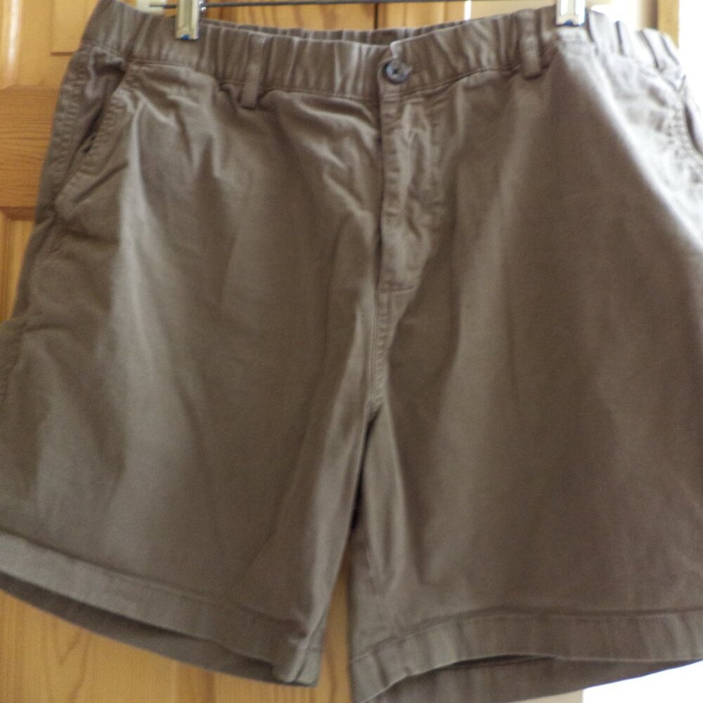 BEARBOTTOM SHORTS -Zip Front Button Top with Elastic Waist - Khaki - Size: XXL